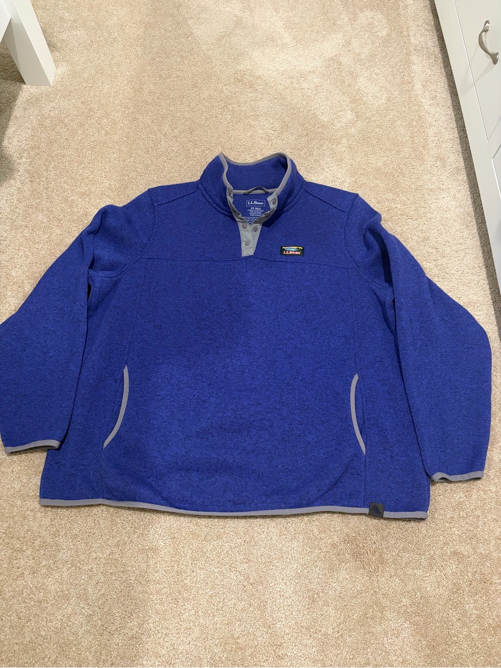 L.L. Bean Women's Blue Quarter-Snap Fleece Pullover